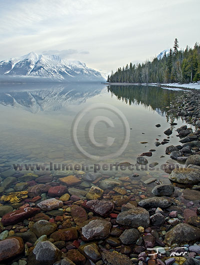 Stanton Mountain reflected in Glacier National Park's Lake McDonald