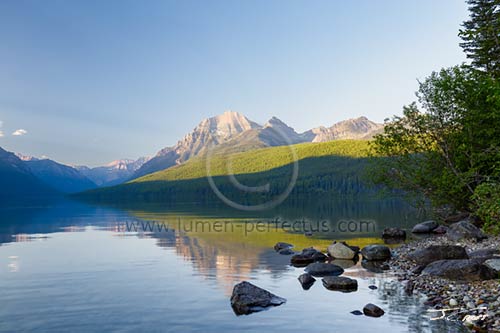 Evening at Bowman Lake, Glacier National Park, Montana, U.S.