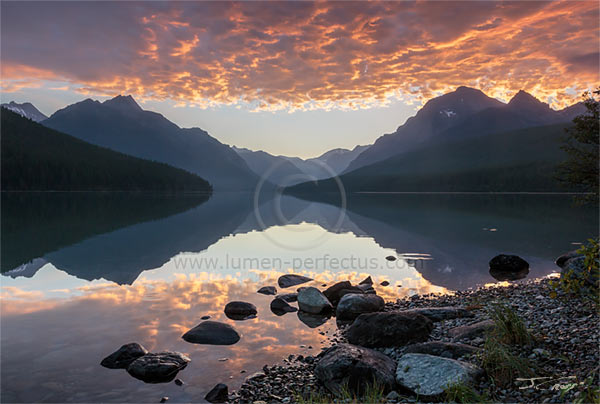 Dawn at Bowman Lake, Glacier National Park, Montana, U.S.