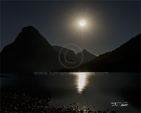The September, 2014, full super moon at Two Medicine Lake in Glacier National Park.