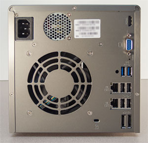 The NAS rear panel showing connection options.