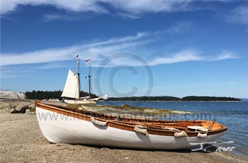 Rowboat Archie and schooner Heritage, from 'Lobster' Island