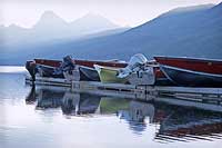 Yellow Boat, Lake McDonald, Glacier National Park, Montana, U.S.