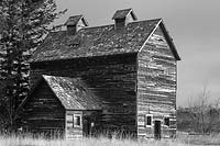 Sunlit barn, Somers, Montana, U.S.