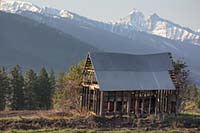 The remains of a barn, soon to be raised, in Lake County, Montana, U.S.