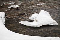Ice on a rock in the Chagrin River in northeast Ohio.