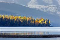 Fall color across Lake McDonald, Glacier National Park, Montana, U.S.