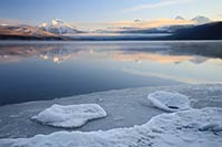 Icy sunrise, Lake McDonald, Glacier National Park, Montana, U.S.