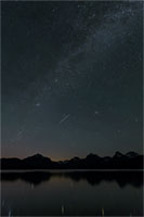 The night sky over Lake McDonald at sunrise, Glacier National Park, Montana, U.S.