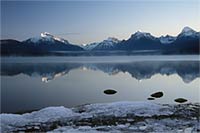 Winter reflections, Lake McDonald, Glacier National Park, Montana, U.S.