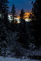 A winter sunset over the hills in western Montana